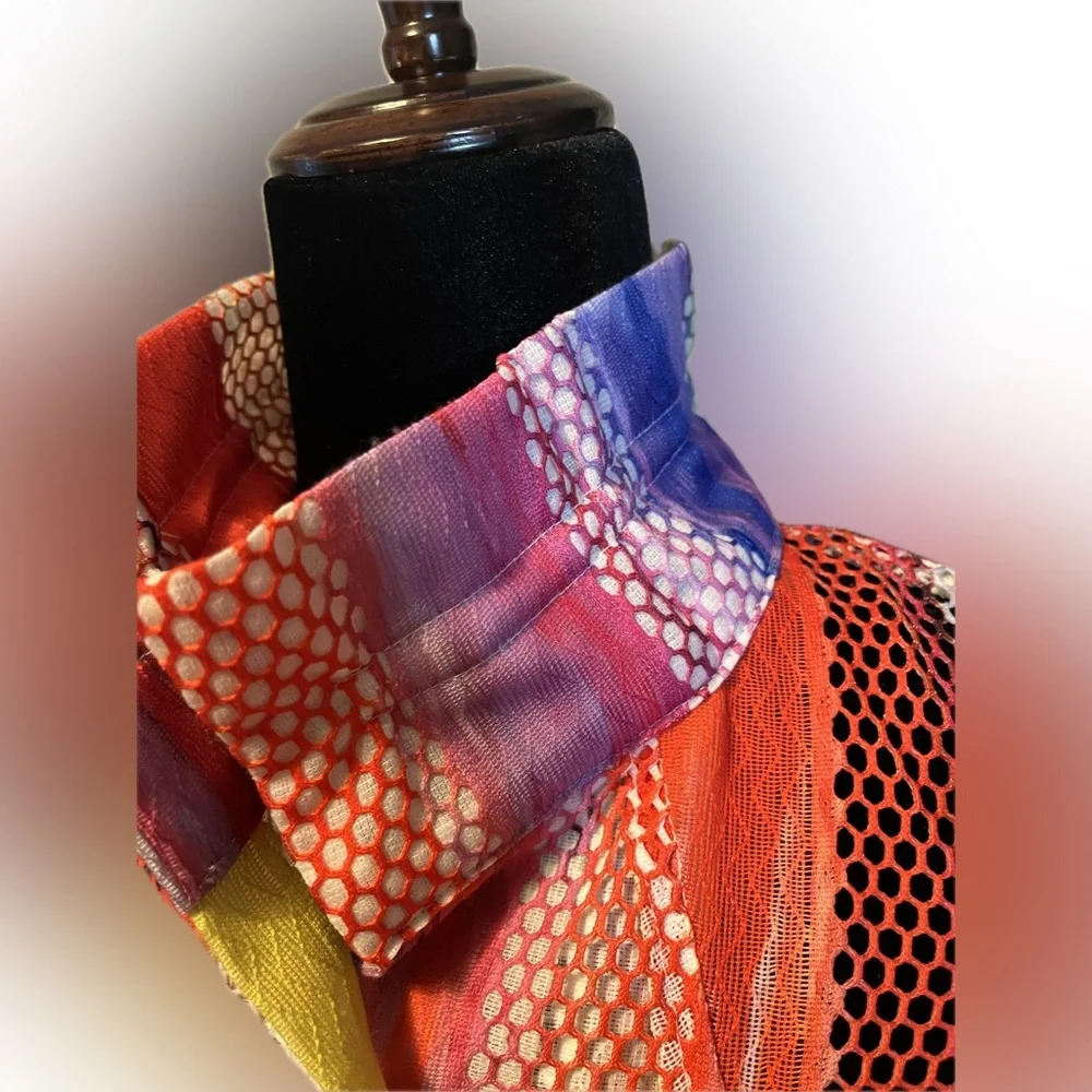 Damee Textured Printed Mesh Blouse Jacket size S - Picture 4 of 16